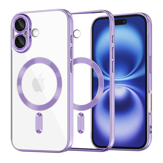 Custodia MagSafe per Apple iPhone 16, Techsuit, Luxury Crystal, Viola Chiaro