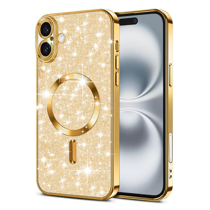 Custodia MagSafe per Apple iPhone 16, Techsuit, Luxury Glitter, Dorata