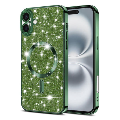 Custodia MagSafe per Apple iPhone 16, Techsuit, Luxury Glitter, Verde Scuro