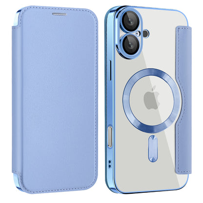Custodia MagSafe per Apple iPhone 16, Techsuit, SmartMag Book, Blu