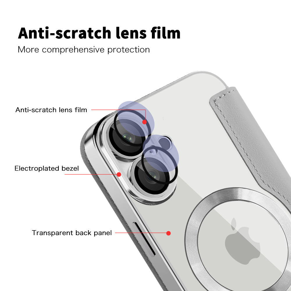MagSafe Case for Apple iPhone 16, Techsuit, SmartMag Book, Gray