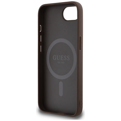 Custodia MagSafe per Apple iPhone 16e, Guess, 4G Ring Triangle Logo, Marrone
