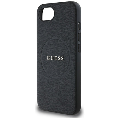 Custodia MagSafe per Apple iPhone 16e, Guess, Grained Gold Ring, Nera