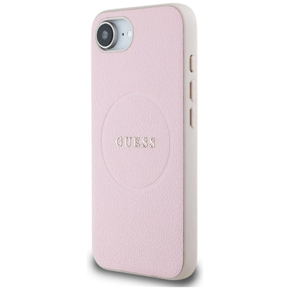 MagSafe Case for Apple iPhone 16e, Guess, Grained Gold Ring, Pink