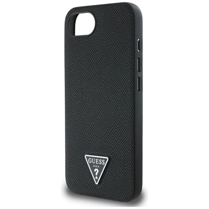 Custodia MagSafe per Apple iPhone 16e, Guess, Logo Triangolo Granulato, Nera