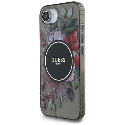 Custodia MagSafe per Apple iPhone 16e, Guess, IML Flowers, Nera