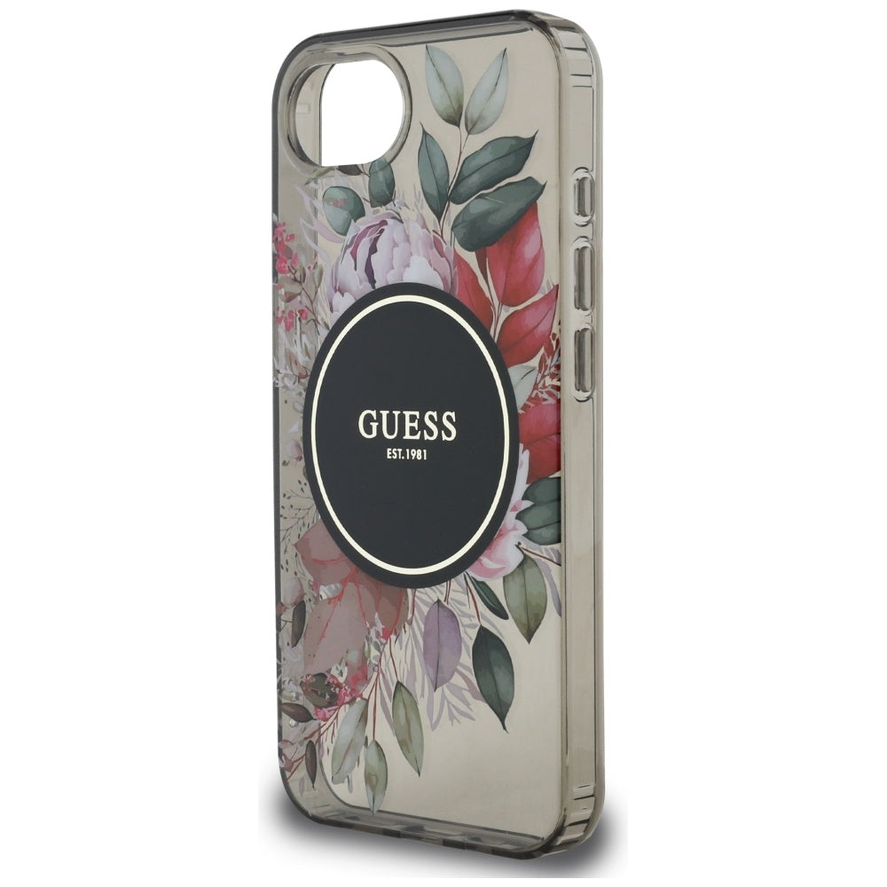 Custodia MagSafe per Apple iPhone 16e, Guess, IML Flowers, Nera