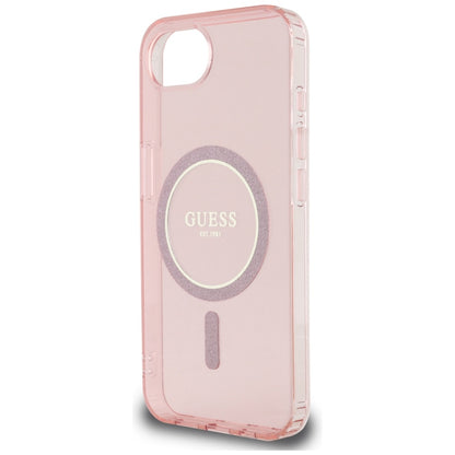 Custodia MagSafe per Apple iPhone 16e, Guess, IML Glitter Circle, Rosa