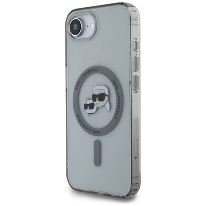 Custodia MagSafe per Apple iPhone 16e, Karl Lagerfeld, IML Metal Karl & Choupette's Heads, Nera