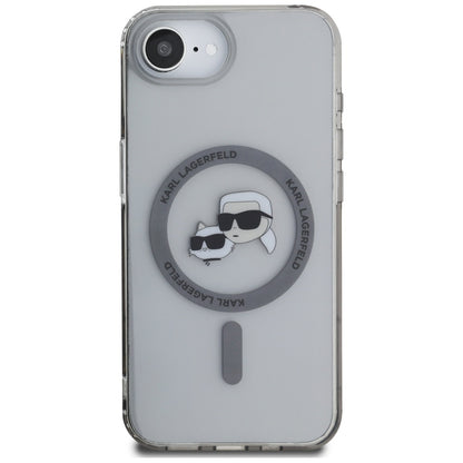 Custodia MagSafe per Apple iPhone 16e, Karl Lagerfeld, IML Metal Karl & Choupette's Heads, Nera