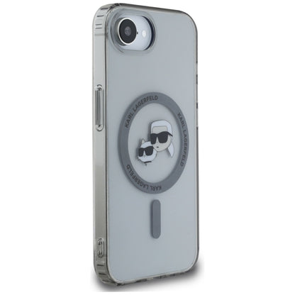 Custodia MagSafe per Apple iPhone 16e, Karl Lagerfeld, IML Metal Karl & Choupette's Heads, Nera