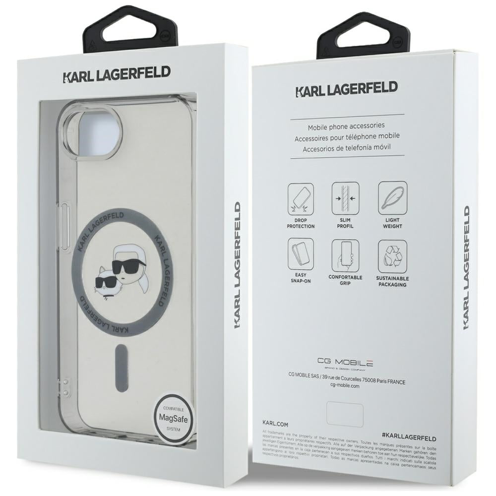 Custodia MagSafe per Apple iPhone 16e, Karl Lagerfeld, IML Metal Karl & Choupette's Heads, Nera