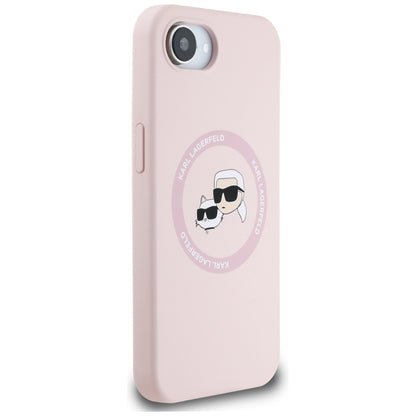 Custodia MagSafe per Apple iPhone 16e, Karl Lagerfeld, Silicone Karl & Choupette's Heads, Rosa