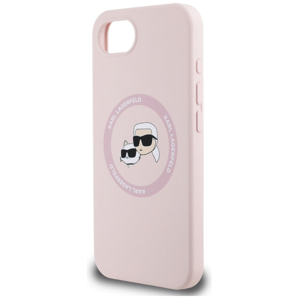 Custodia MagSafe per Apple iPhone 16e, Karl Lagerfeld, Silicone Karl & Choupette's Heads, Rosa