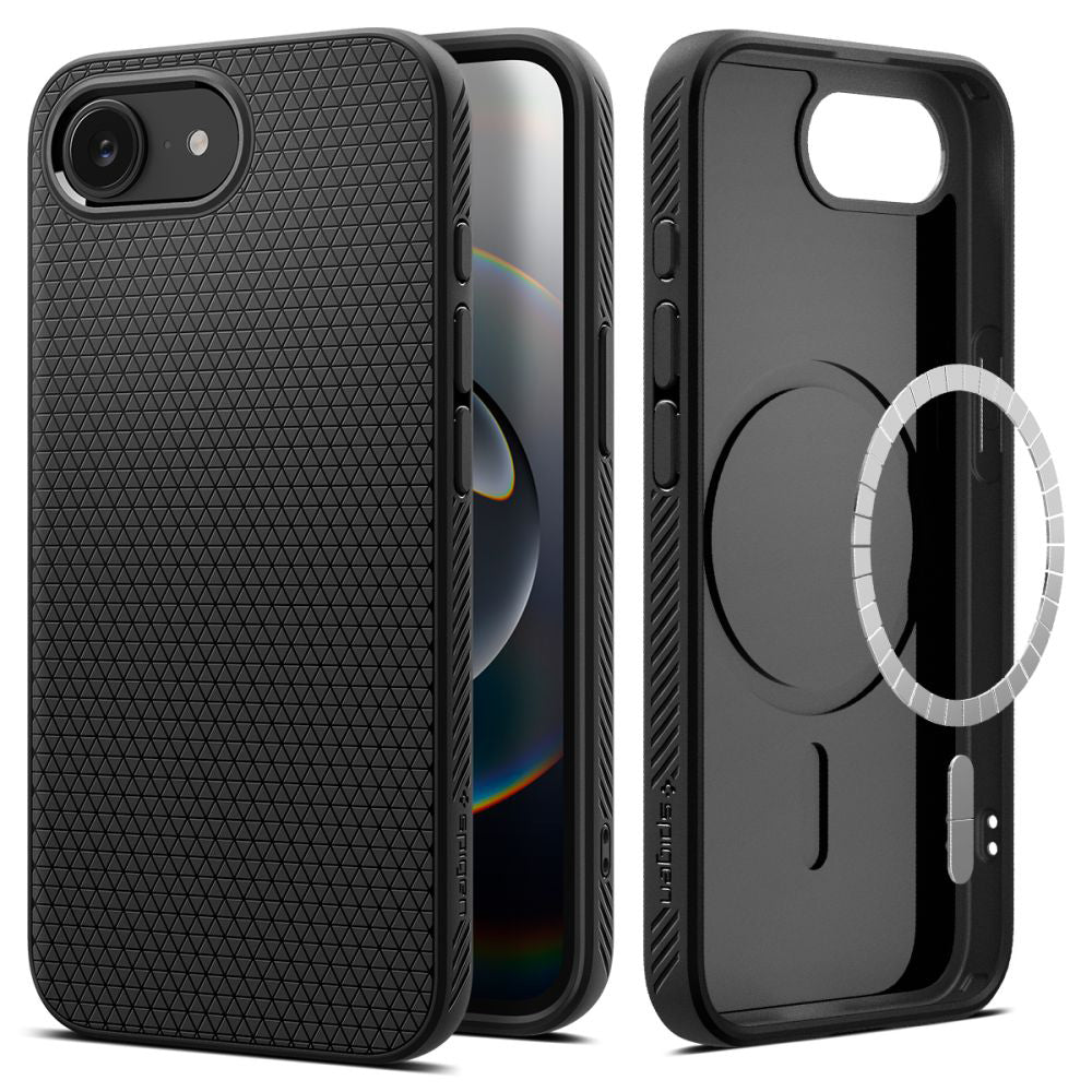Custodia MagSafe per Apple iPhone 17e / 16e, Spigen, Liquid Air, Nero Opaco