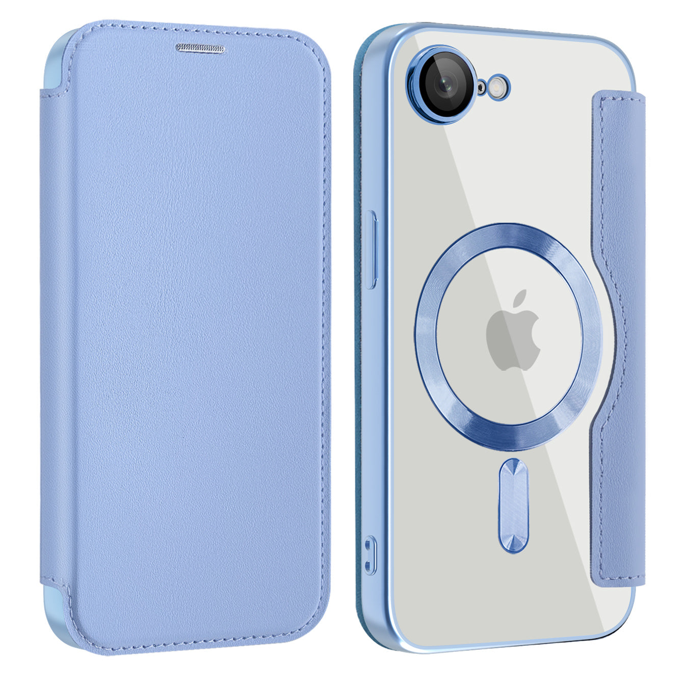 Custodia MagSafe per Apple iPhone 17e / 16e, Techsuit, SmartMag Book, Blu