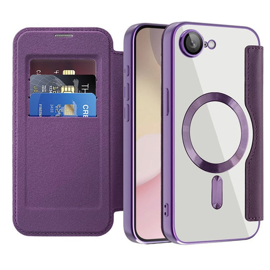 Custodia MagSafe per Apple iPhone 17e / 16e, Techsuit, SmartMag Book, Viola