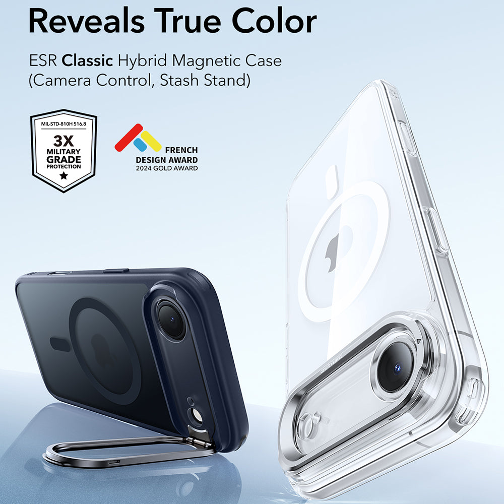 Custodia MagSafe per Apple iPhone 17 Air, ESR, Classic Hybrid Kickstand, Blu Satinato