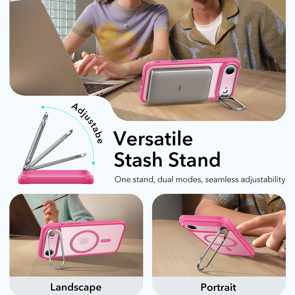 Custodia MagSafe per Apple iPhone 17 Air, ESR, Classic Hybrid Kickstand, Rosa Satinato