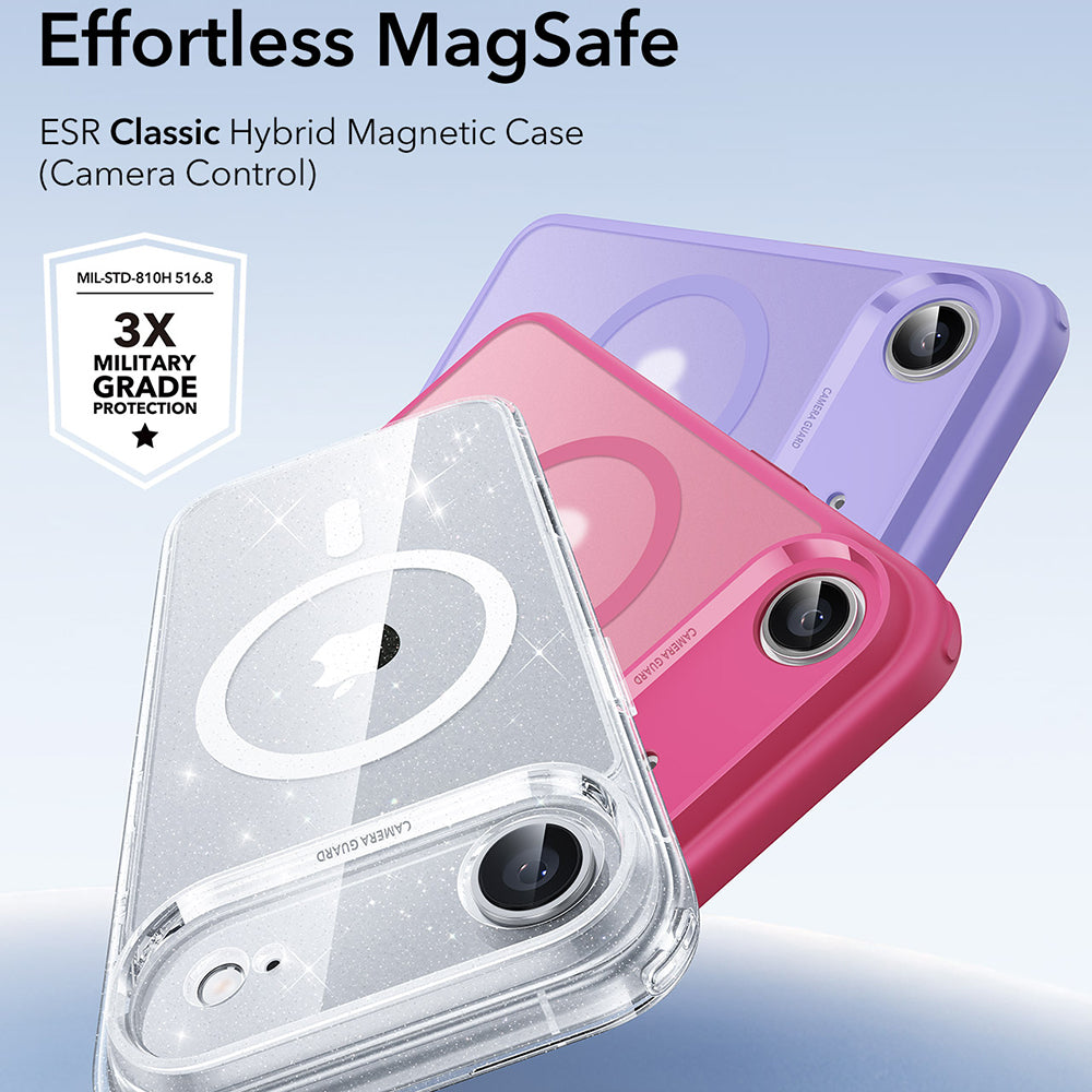 Custodia MagSafe per Apple iPhone 17 Air, ESR, Classic Hybrid Shimmer, Trasparente