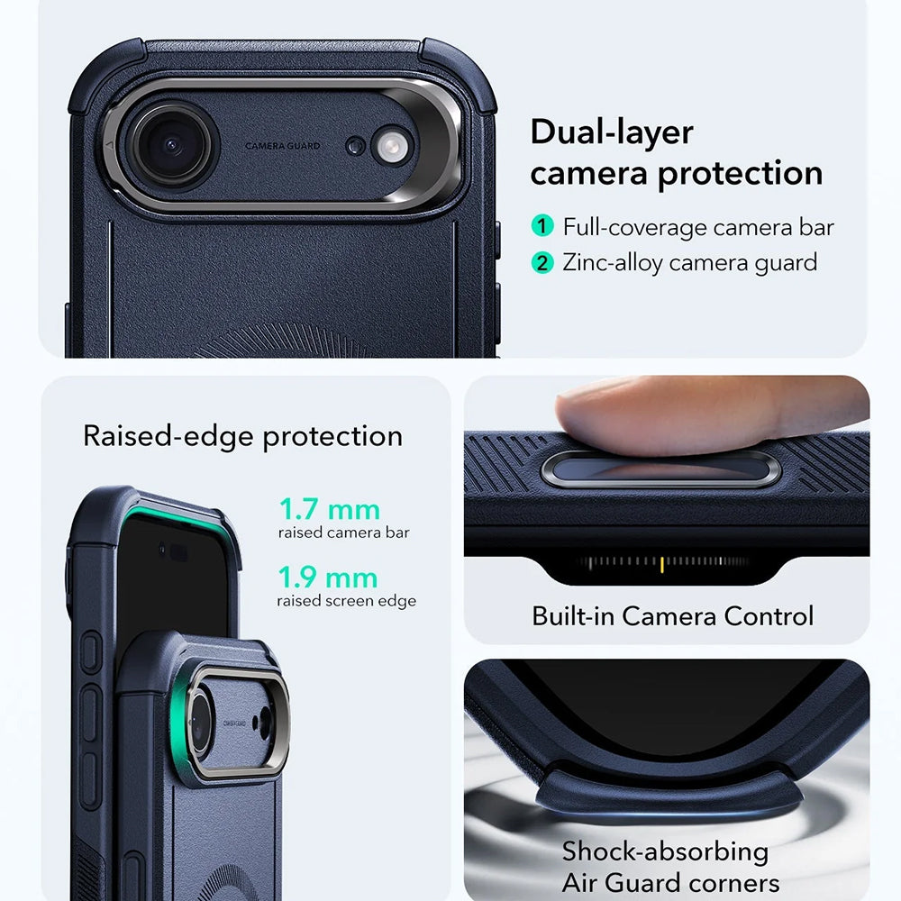 Custodia MagSafe per Apple iPhone 17 Air, ESR, Cyber Armor Kickstand, Blu