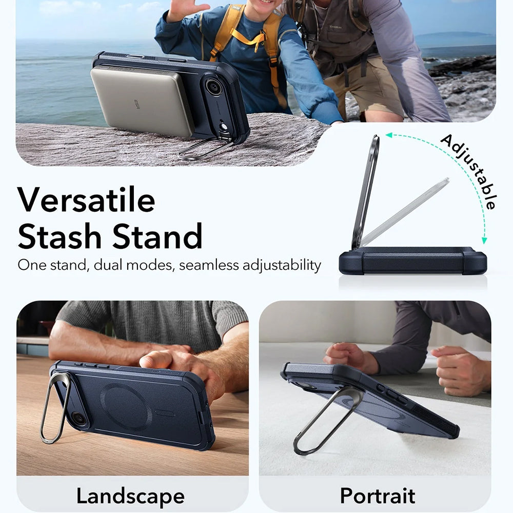 Custodia MagSafe per Apple iPhone 17 Air, ESR, Cyber Armor Kickstand, Blu