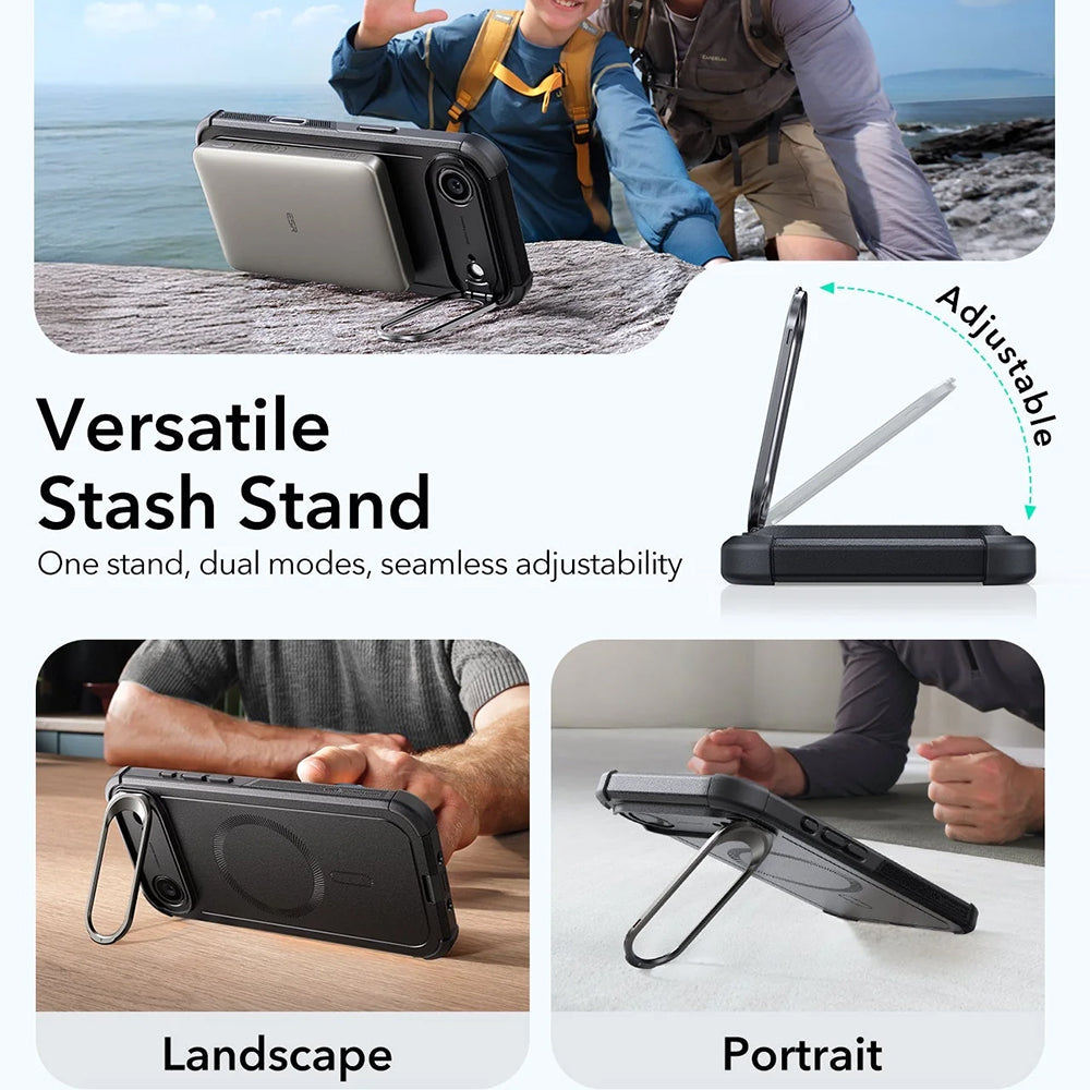 Custodia MagSafe per Apple iPhone 17 Air, ESR, Cyber Armor Kickstand, Nera