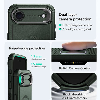Custodia MagSafe per Apple iPhone 17 Air, ESR, Cyber Armor Kickstand, Verde