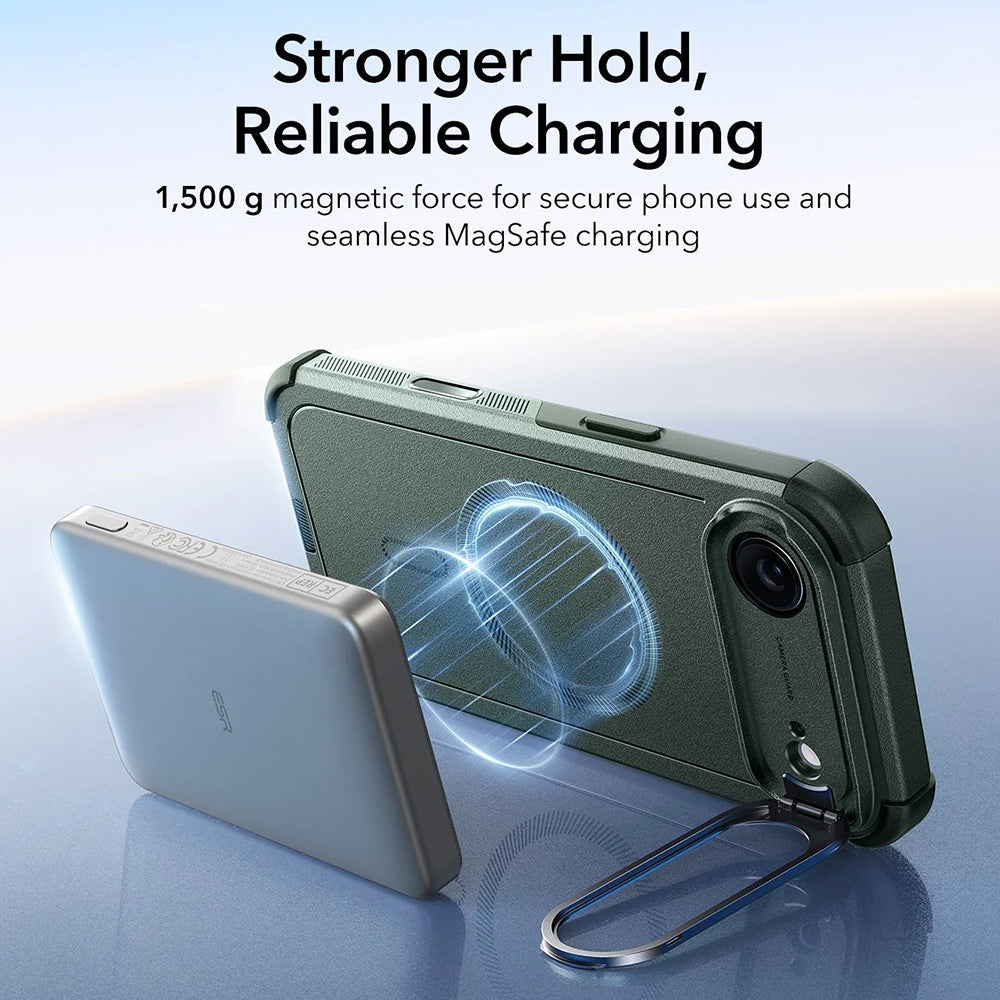 Custodia MagSafe per Apple iPhone 17 Air, ESR, Cyber Armor Kickstand, Verde