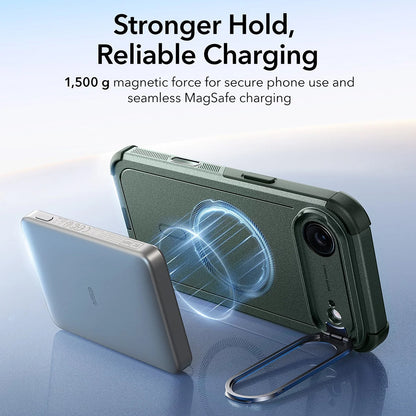 Custodia MagSafe per Apple iPhone 17 Air, ESR, Cyber Armor Kickstand, Verde