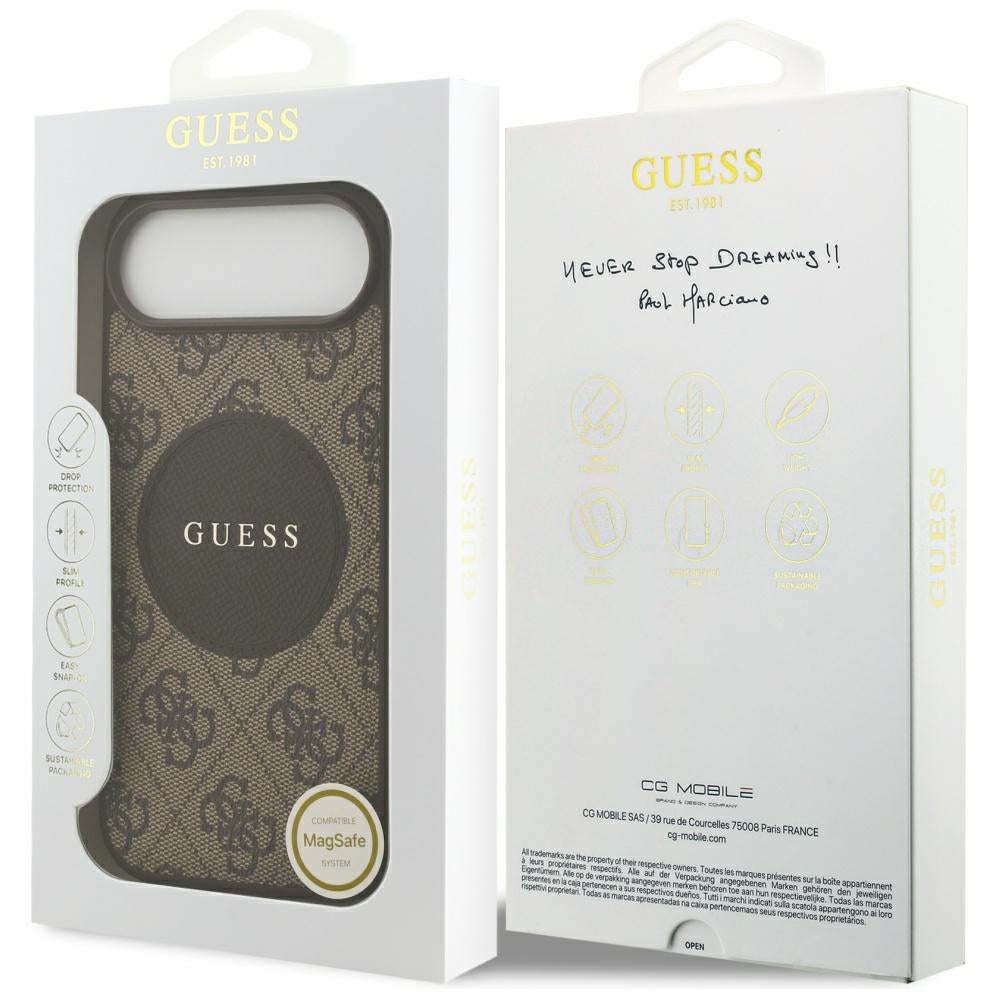 Custodia MagSafe per Apple iPhone 17 Air, Guess, 4G Circle Classic Logo, Marrone
