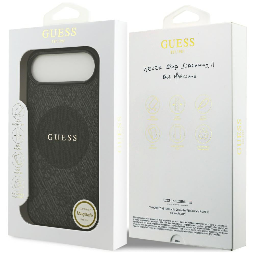 Custodia MagSafe per Apple iPhone 17 Air, Guess, 4G Circle Classic Logo, Nera