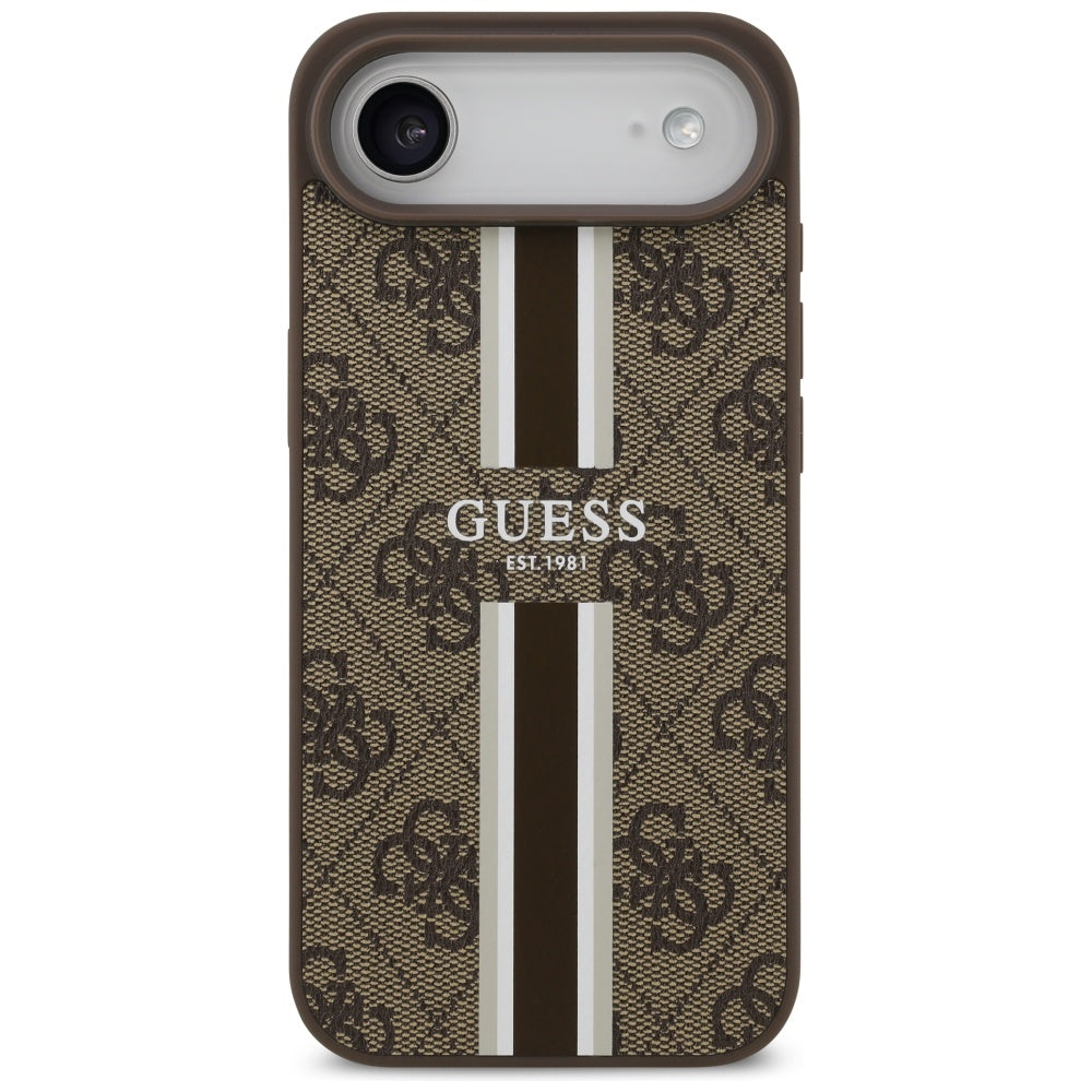 Custodia MagSafe per Apple iPhone 17 Air, Guess, 4G Printed Stripes, Marrone