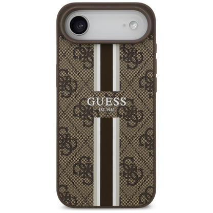Custodia MagSafe per Apple iPhone 17 Air, Guess, 4G Printed Stripes, Marrone