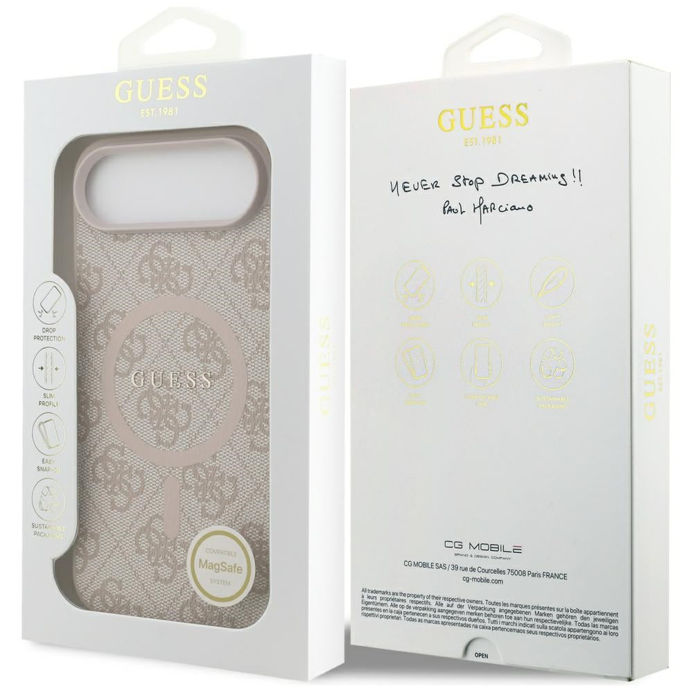 Custodia MagSafe per Apple iPhone 17 Air, Guess, 4G Ring Classic Logo, Rosa