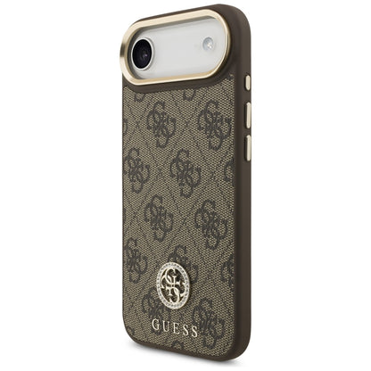 Custodia MagSafe per Apple iPhone 17 Air, Guess, 4G Strass Logo con Cinturino Grande, Marrone