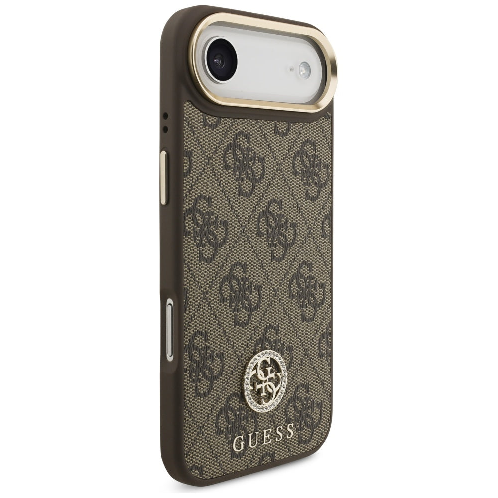 Custodia MagSafe per Apple iPhone 17 Air, Guess, 4G Strass Logo con Cinturino Grande, Marrone