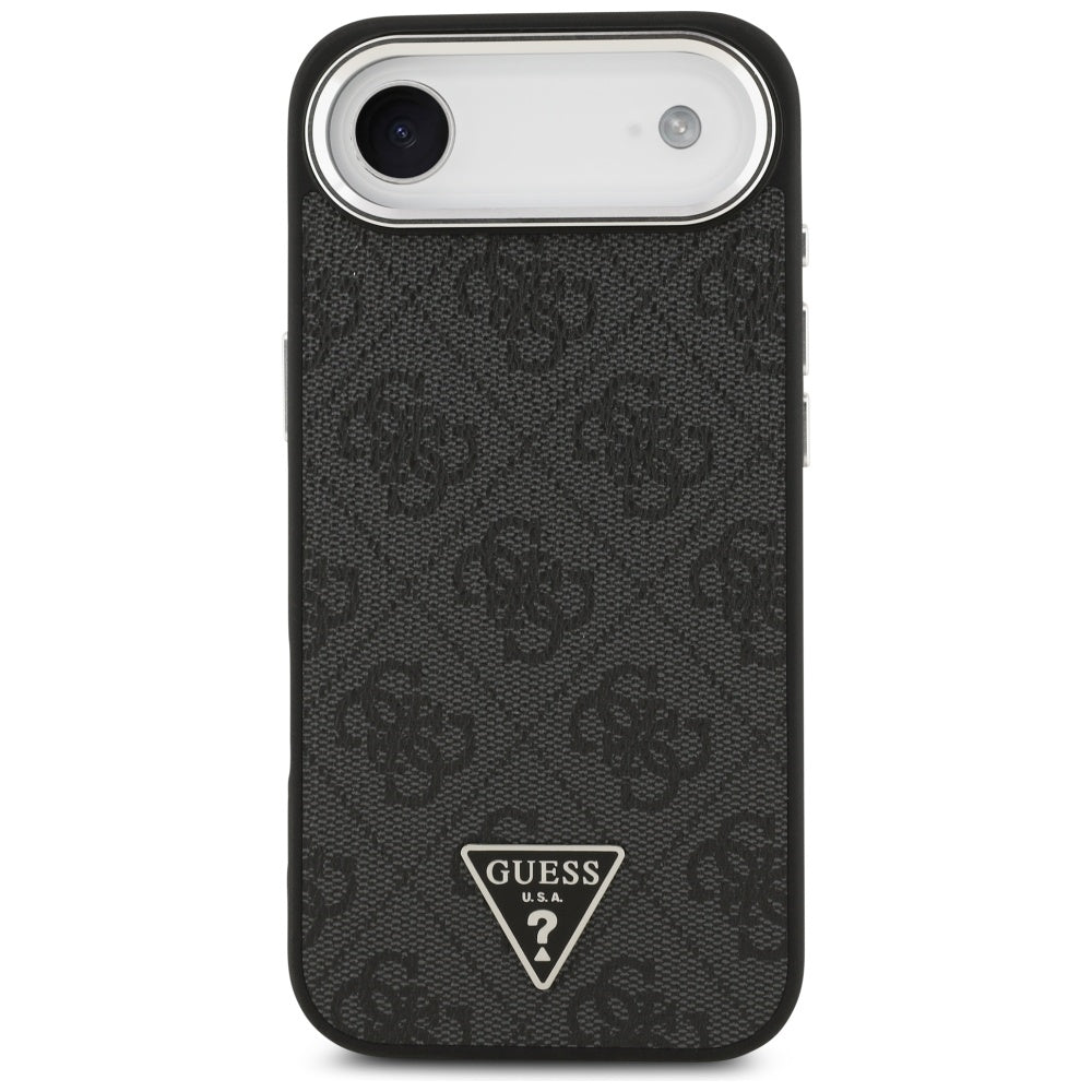 Custodia MagSafe per Apple iPhone 17 Air, Guess, Logo Triangolo 4G, Nera Argentata