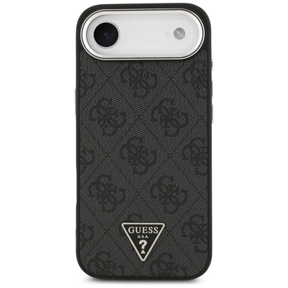 Custodia MagSafe per Apple iPhone 17 Air, Guess, Logo Triangolo 4G, Nera Argentata