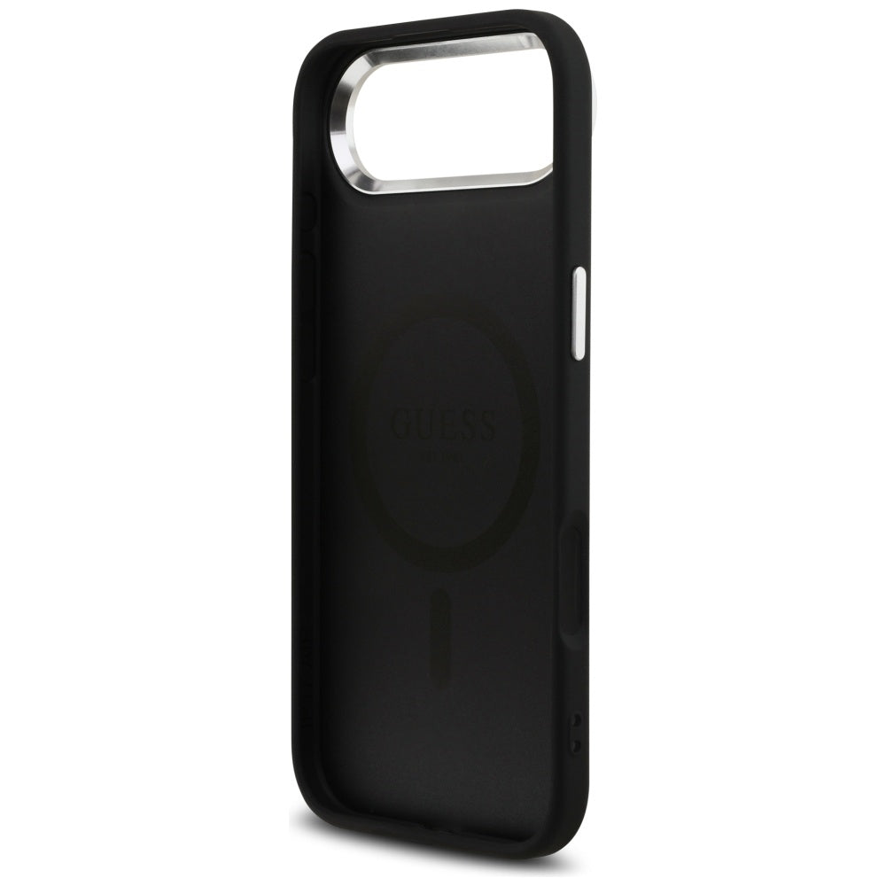 Custodia MagSafe per Apple iPhone 17 Air, Guess, Logo Triangolo 4G, Nera Argentata