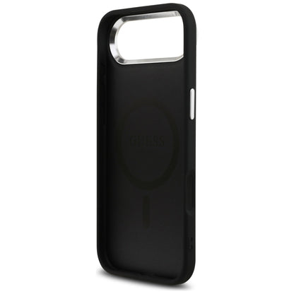 Custodia MagSafe per Apple iPhone 17 Air, Guess, Logo Triangolo 4G, Nera Argentata