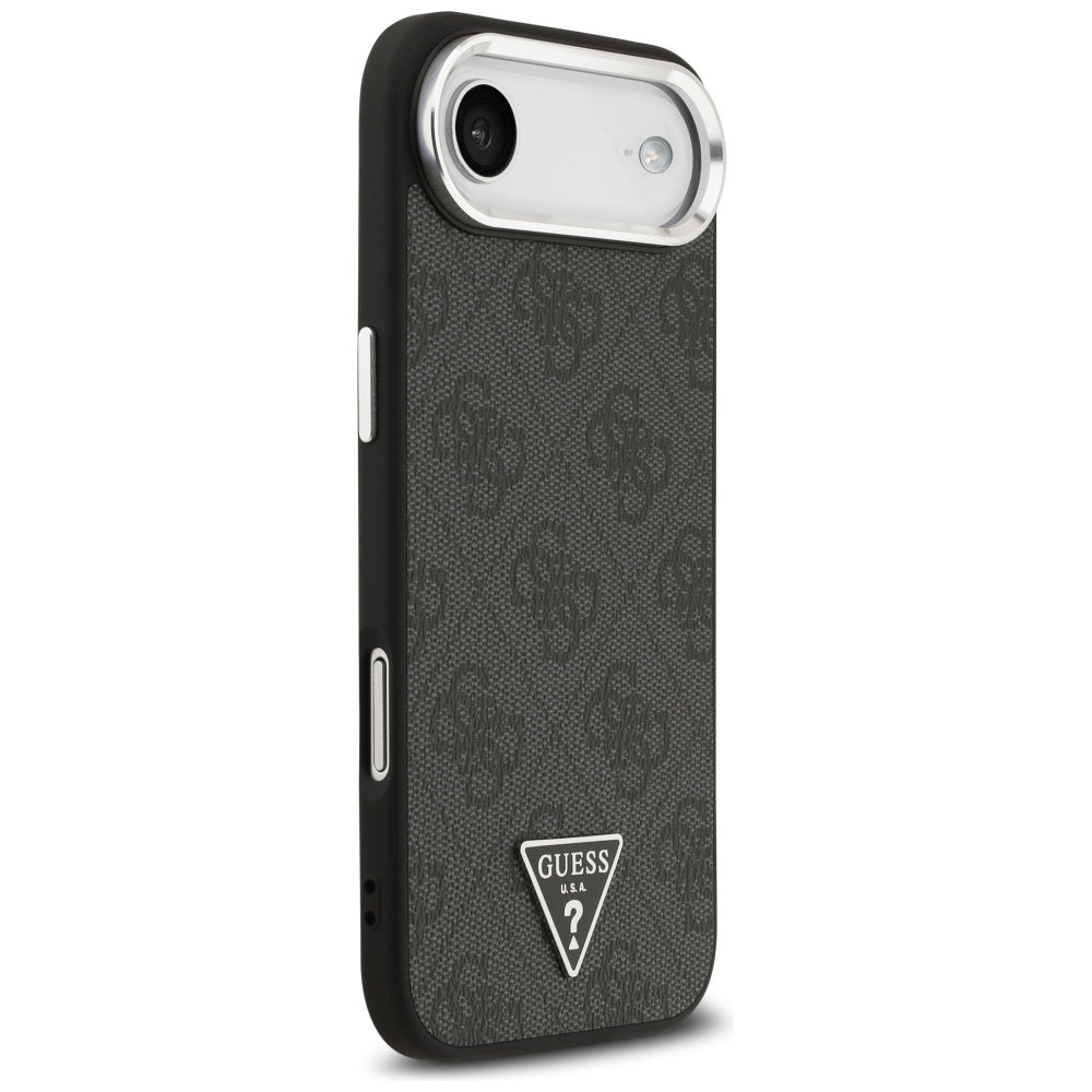 Custodia MagSafe per Apple iPhone 17 Air, Guess, Logo Triangolo 4G, Nera Argentata