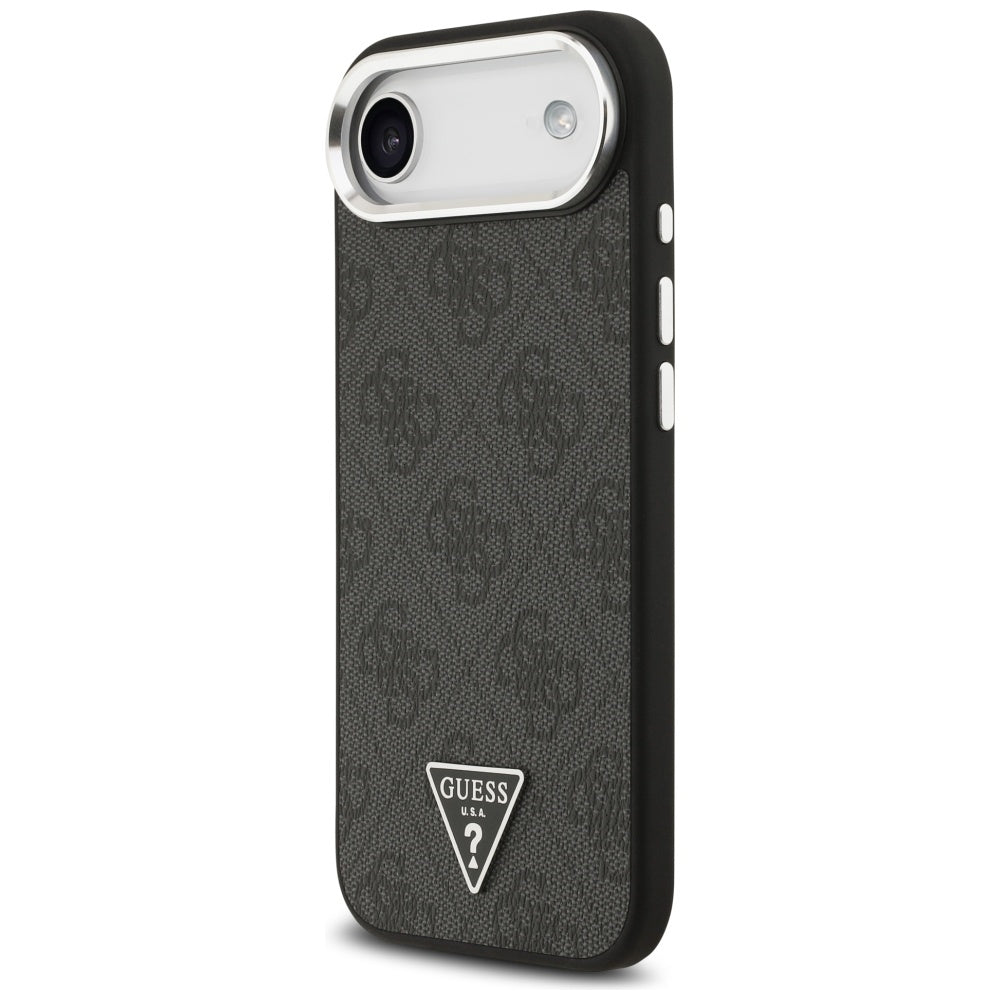 Custodia MagSafe per Apple iPhone 17 Air, Guess, Logo Triangolo 4G, Nera Argentata