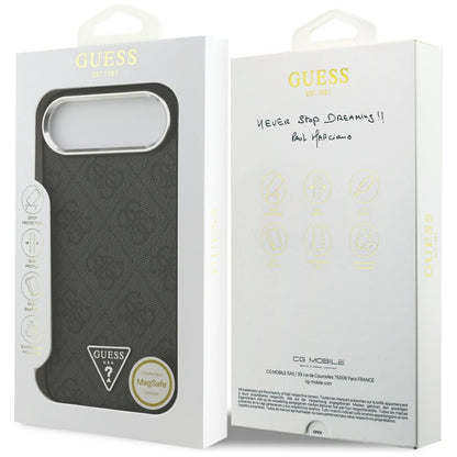 Custodia MagSafe per Apple iPhone 17 Air, Guess, Logo Triangolo 4G, Nera Argentata