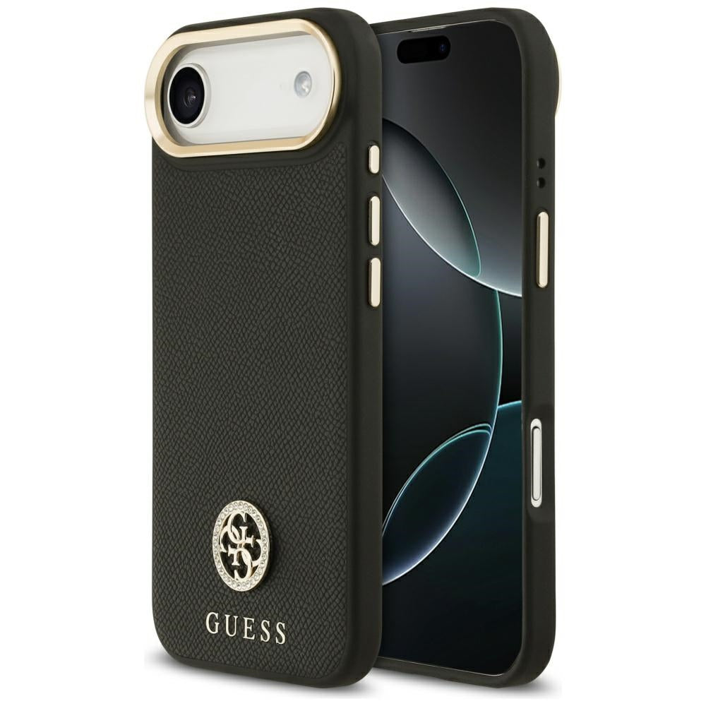 Custodia MagSafe per Apple iPhone 17 Air, Guess, Grained Strass Logo, Nera
