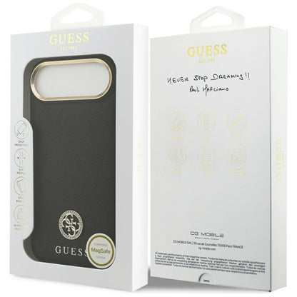 Custodia MagSafe per Apple iPhone 17 Air, Guess, Grained Strass Logo, Nera