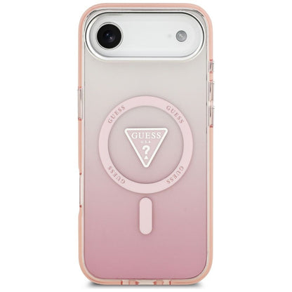 Custodia MagSafe per Apple iPhone 17 Air, Guess, Logo Triangolo Gradiente IML, Rosa