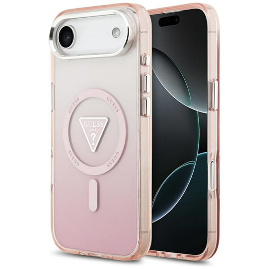 Custodia MagSafe per Apple iPhone 17 Air, Guess, Logo Triangolo Gradiente IML, Rosa