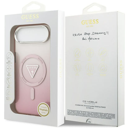 Custodia MagSafe per Apple iPhone 17 Air, Guess, Logo Triangolo Gradiente IML, Rosa