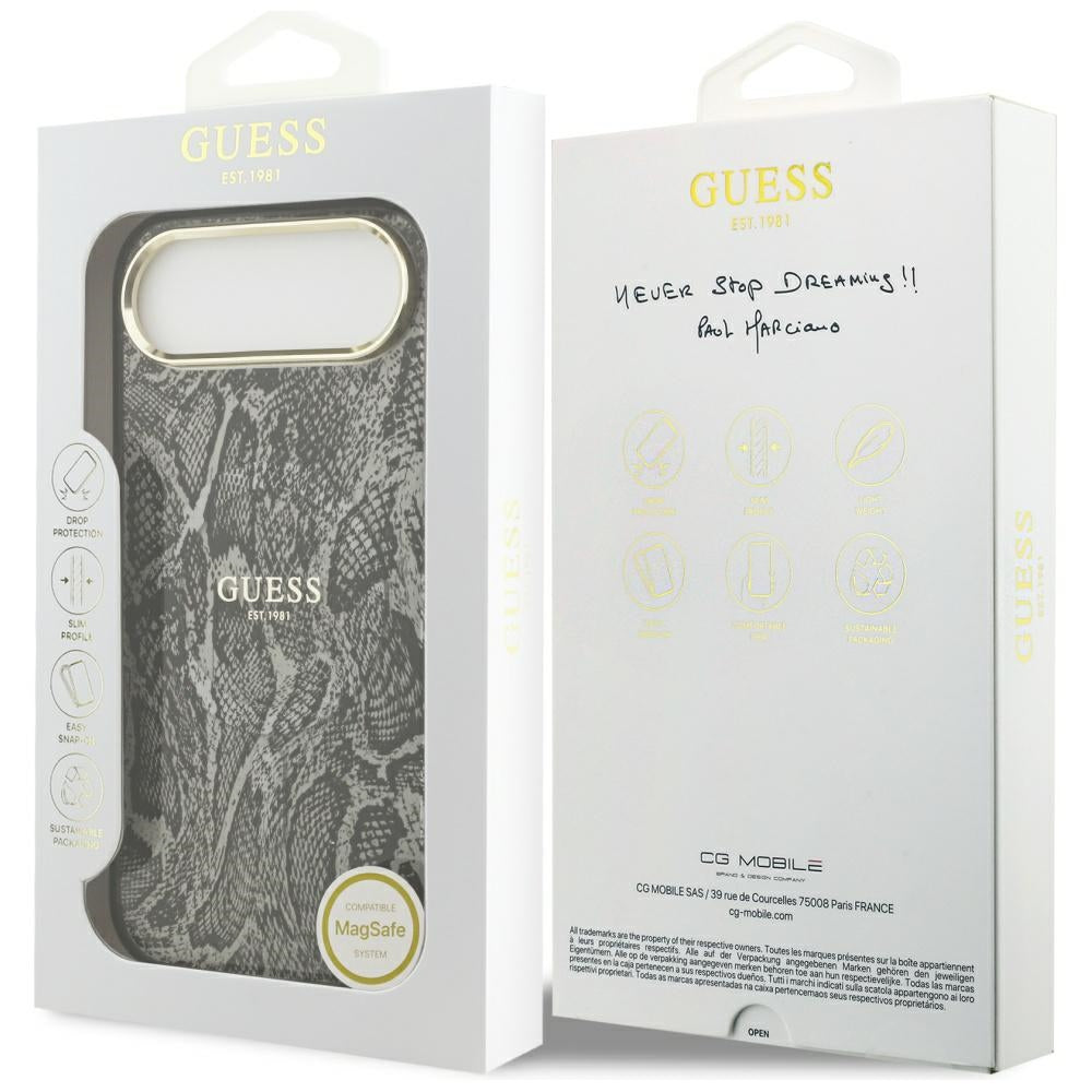 Custodia MagSafe per Apple iPhone 17 Air, Guess, Motivo Python, Nera